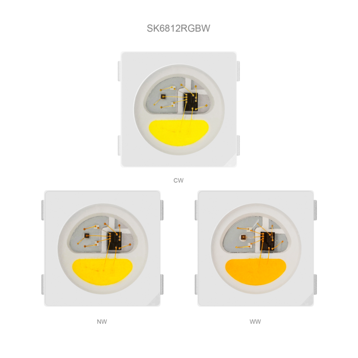 SK6812 RGBW/WW 5050 SMD Digital Intelligent Addressable LED Chip, DIY LED Chip, 100PCS By Sale